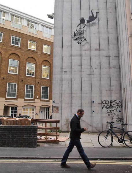 Banksy falling shopper