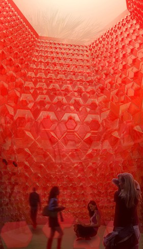 sitbon architectes Glowing Red Grenade Pavilion
